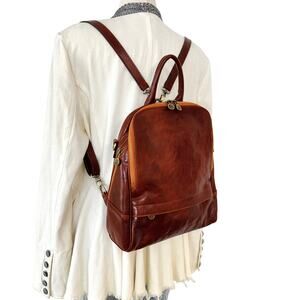 Alma Milano Italian Leather Backpack Bag in Brown